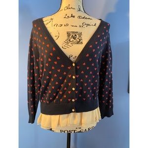 BOGO Maison Jules hearts ruffled cardigan sweater L ❤️